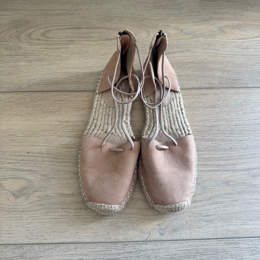 Eileen Fisher Tan Leather Espadrille Sandals
